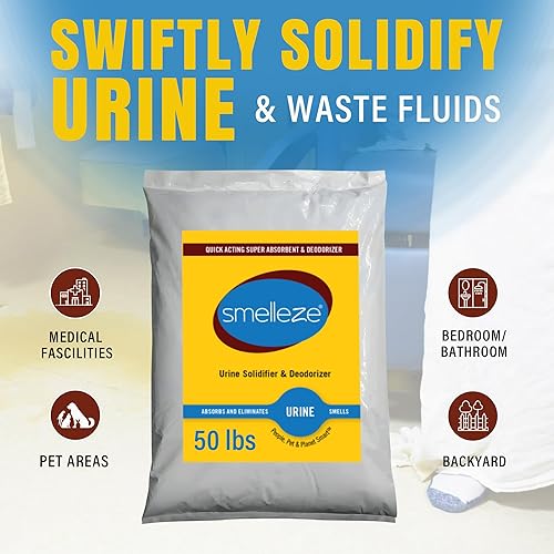 Miniatura 3 de SMELLEZE Orina Super Absorbente, Solidificador y Desodorizante 50 lb. Polvo solidifica rápidamente la orina y la diarrea en el baño de mascotas,