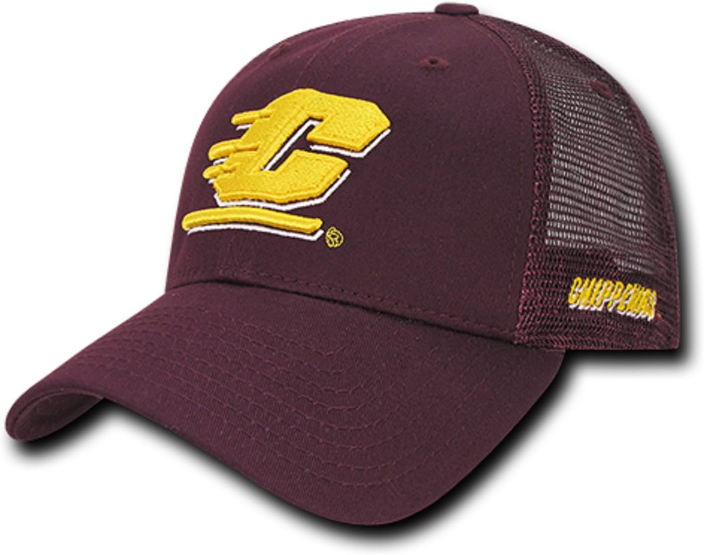 University of Central Michigan CMICH Chippwas NCAA Structured Trucker Mesh Snapback Baseball Cap Hat Maroon