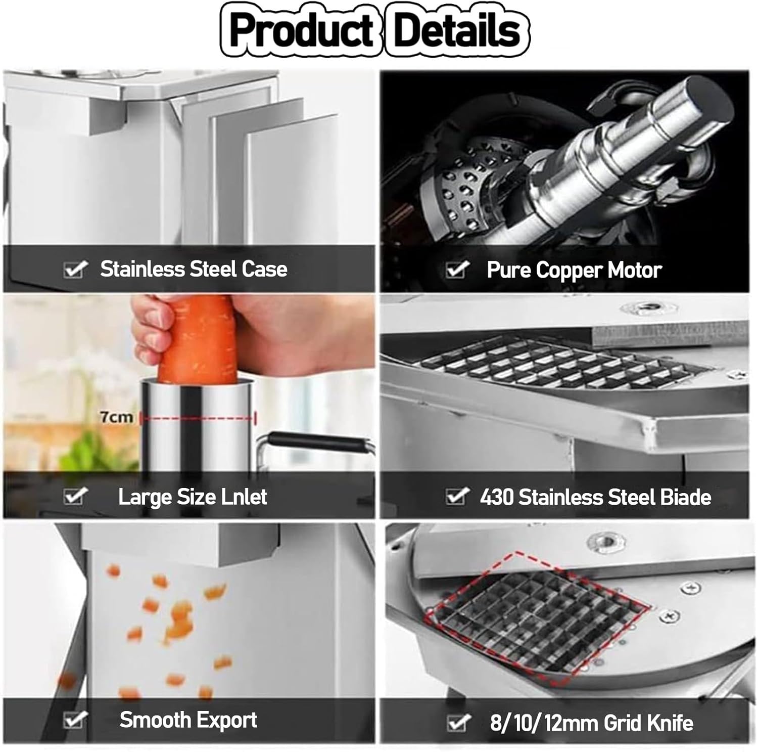 Automatic Vegetable Dicing Machine, Carrot Potato Onion Granule Dicing Machine, Electric Multi-Function Slicer Lemon, for Commercial Home Use,