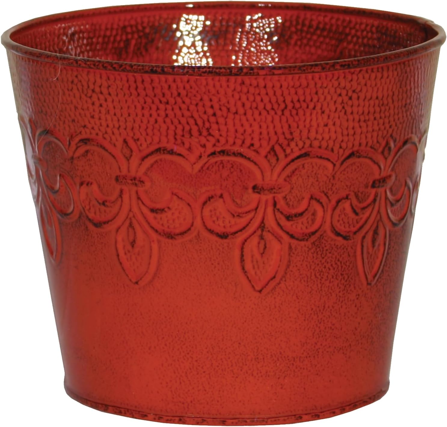 Robert Allen MPT01642 Fluer De Lis Series Metal Planter Flower Pot, 10, 8", Surf Blue