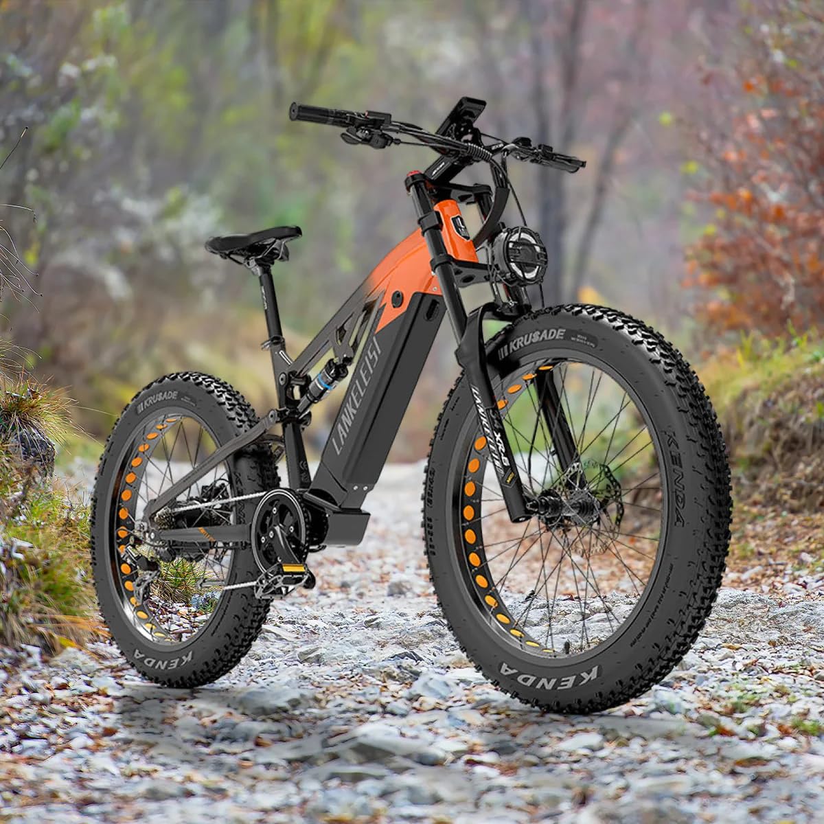 LANKELEISI RV800 Plus E-Bike Mountainbike 26 Zoll für Herren und Damen, Vollfederung E-MTB Fatbike mit 48V 20Ah Wechselakku, Reichweite bis zu 150KM