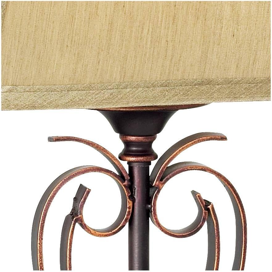 Black Friday Sale 2022 Traditional Table Lamps 26.5 High Set of 2 Open Iron Scrollwork Bronze Copper Metal Faux Silk Rectangle Shades for Living Room Bedroom House Bedside Nightstand Home Office - Franklin Iron Works
