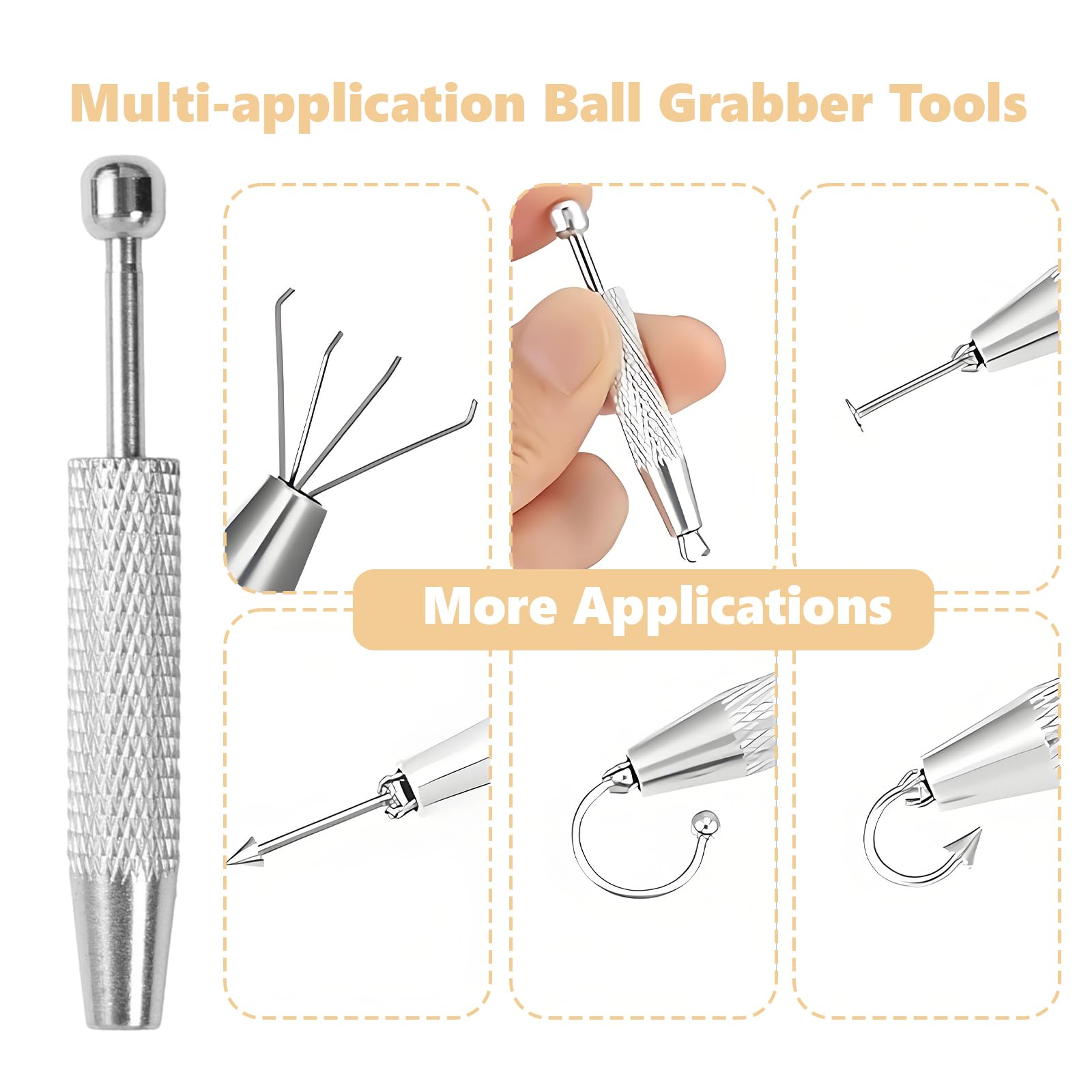 7 piezas Set de pinzas para piercings, Piercing Nymora, kit de inserción sin rosca de acero inoxidable, Accesorios de Piercing para Oreja y Nariz — view 4