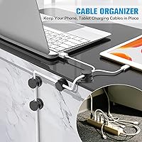 Vista 3 de 6PC Cord Organizer Holder, 360° Rotatable Spring Cable Clips, Strong Adhesive Cable Management Desk Accessories, Adjustable Wire Organizer Hide