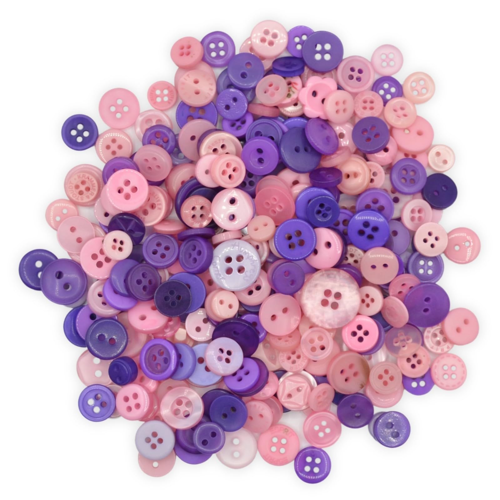 celloexpress Pink & Purple Tiny Buttons - Mixed Colours Small Sizes Mini Crafts Sewing Card Embellishments (Pack of 250g) โ image 1