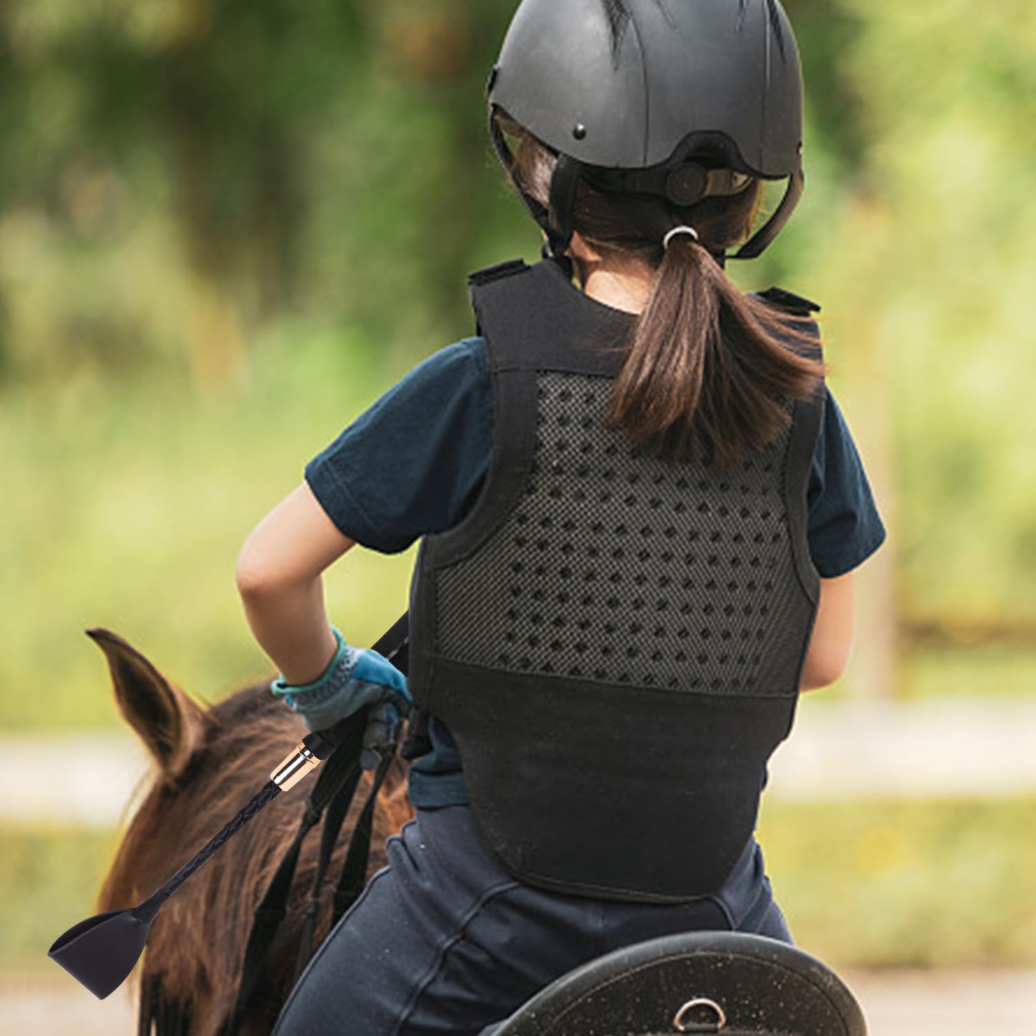 1 frusta da equitazione in pelle nera con manico antiscivolo, frusta da equitazione con manico in gel, accessori da equitazione, frusta da equitazione, accessori per giochi di ruolo