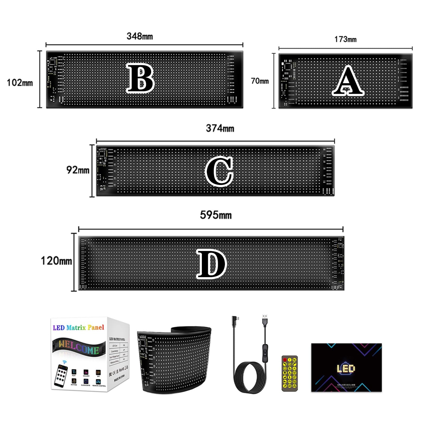 Devil Eyes Light For Cars, DIY Car Dynamic LED Smart Flex Screen For Car, Programowalne LED Eyes For Car And Trucks(2 Pack,C 37.4 * 9.2cm)