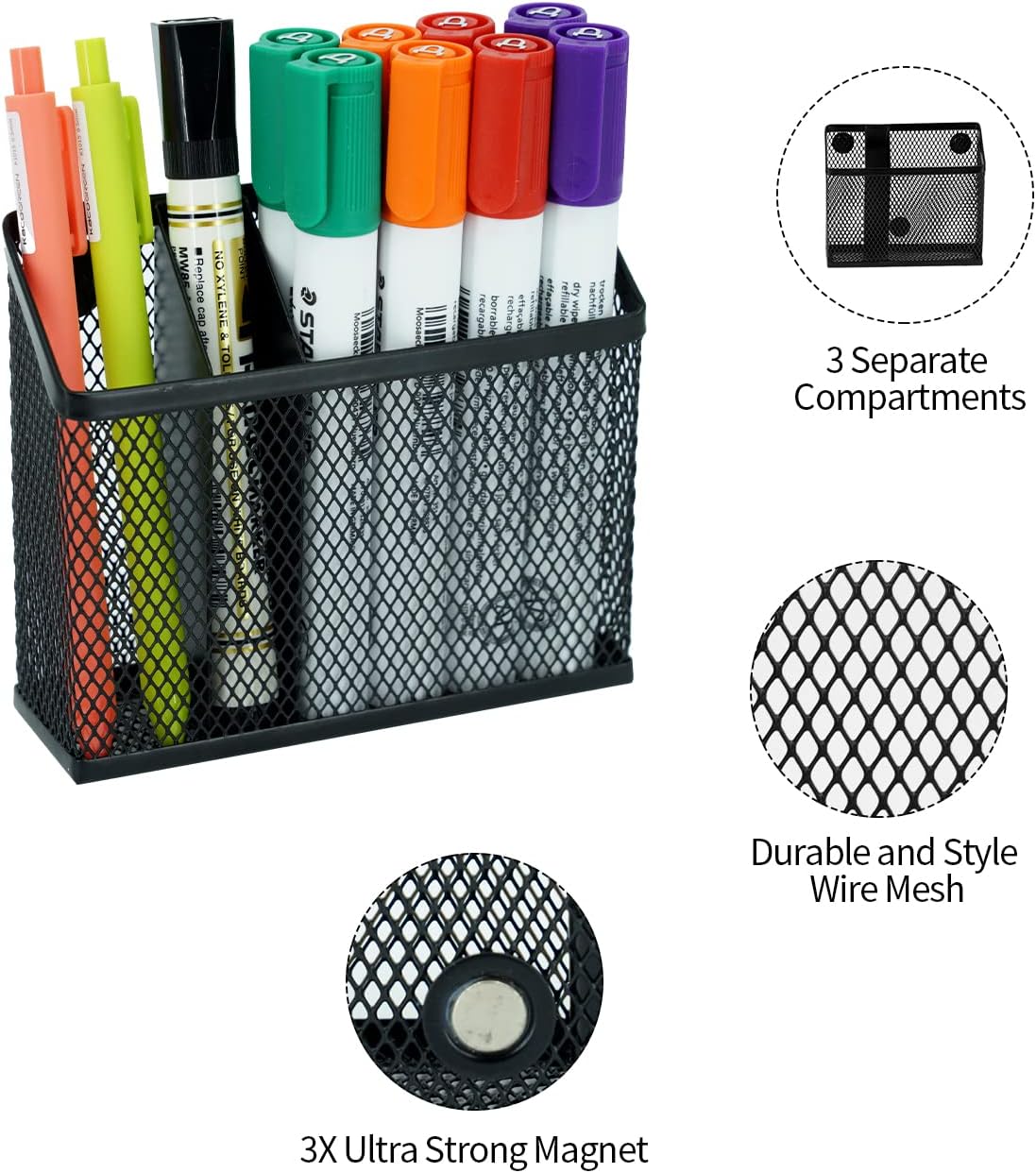 Neudeco Locker Organizer and Accessories Kit, includes Mesh Locker Shelf and Magnetic Pen Holder, Suitable for School, Work, Kitchen and Bathroomn (Pack of 4