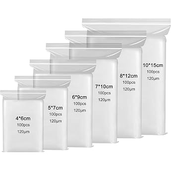 Pack of 600 Ziplock Bags Small in 6 Sizes Zip Bags Small Plastic Bags with Zip Closure Baggies with Zip Transparent Resealable Plastic Bags & Bags