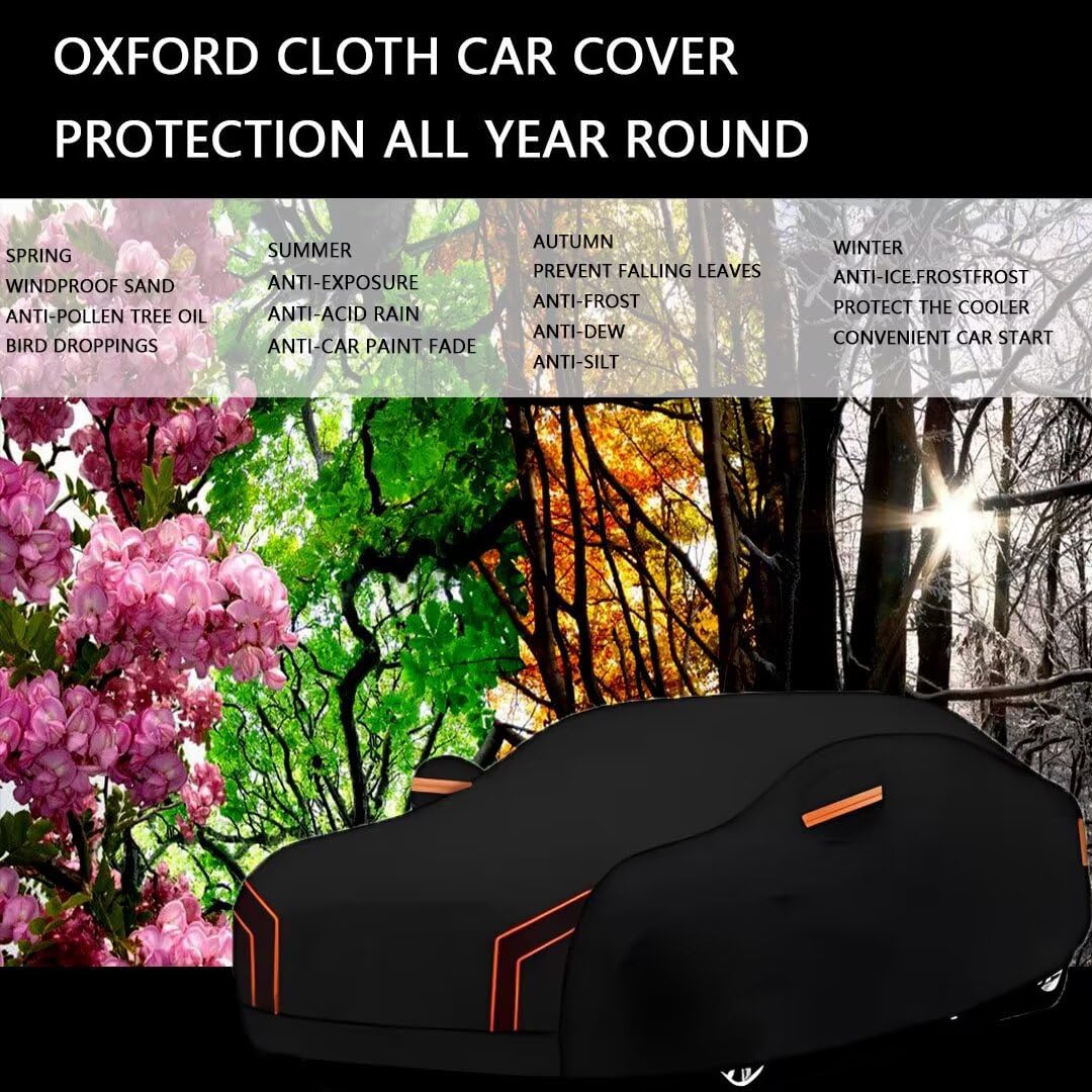 genérico Funda Coche Exterior Compatible con Renault Arkana 2018-2025,Funda para Coche Exterior Resistente a la Lluvia, al Polvo y al Sol con Puerta con Cremallera(Black Orange)