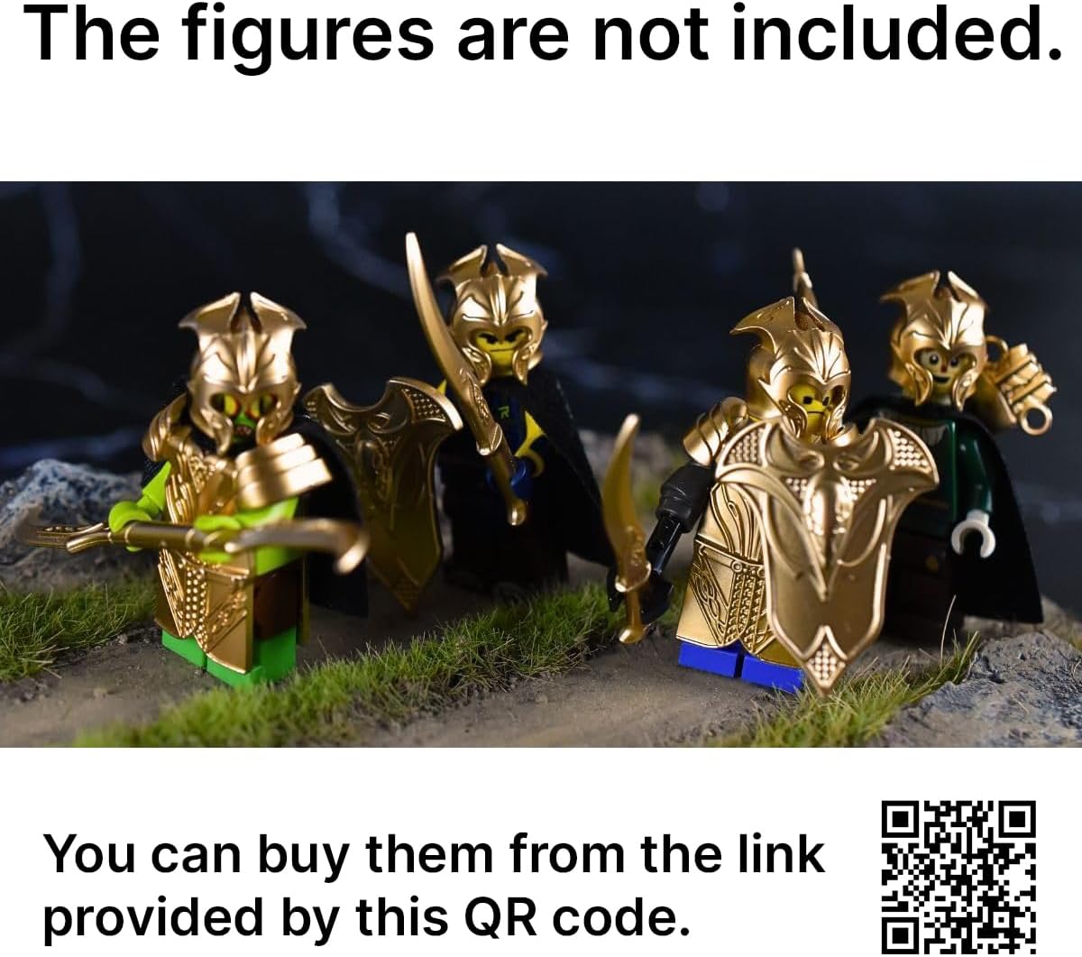 MAGMA BRICK Elf Metalic Gold and Rose Gold of Lances, Bows, Sword, Helm and Armour for Major Brand Building Block Minifigure 72 PCS