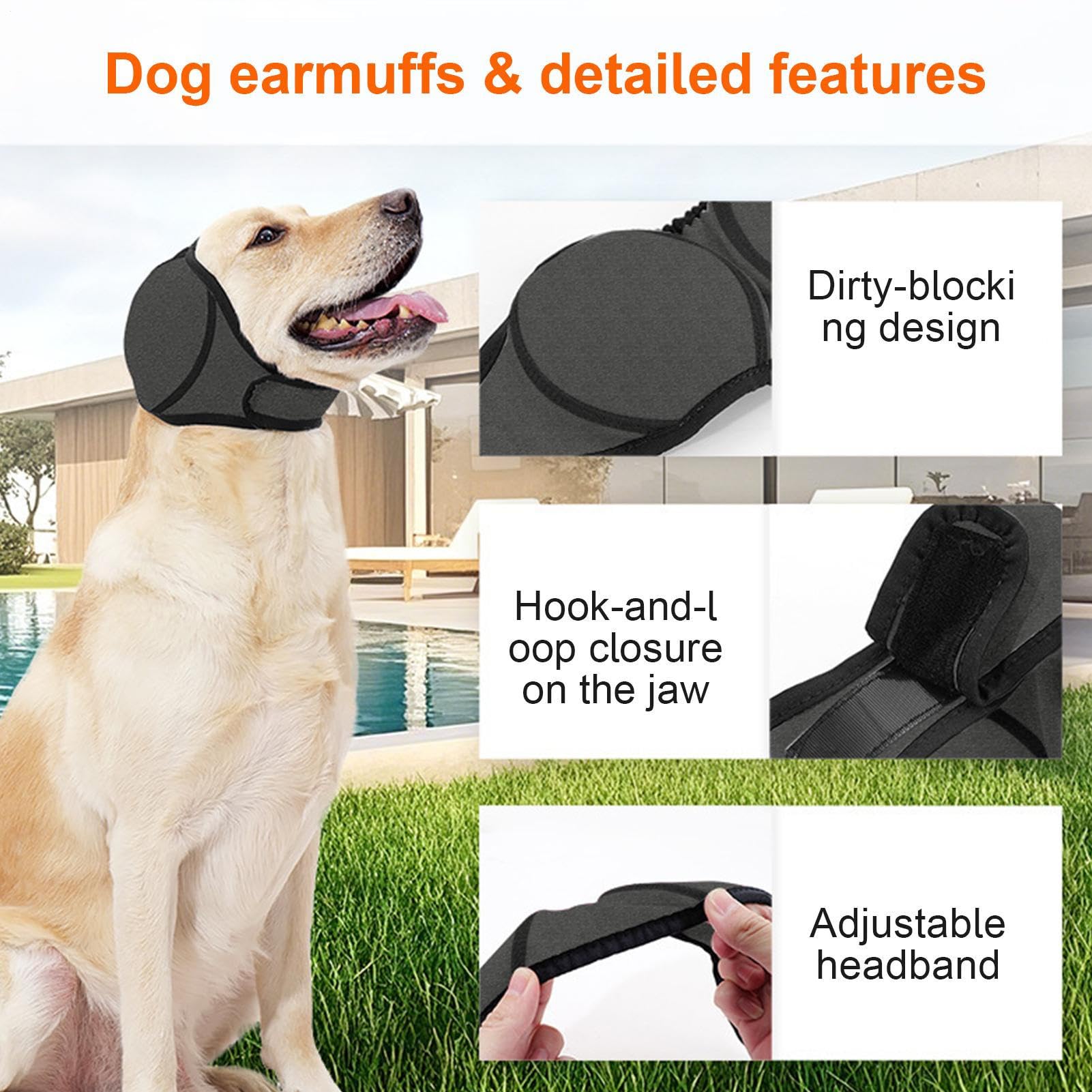 Orejeras para perros con cancelación de ruido, tapones para los oídos impermeables auriculares de protección auditiva ajustable protección contra el ruido en fuegos artificiales y tormentas eléctricas