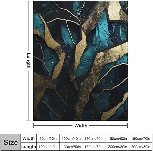 Miniatura 2 de Mantas de franela de mármol verde y dorado, manta de franela con textura de mármol verde y dorado, manta de 50 x 60 pulgadas, manta para sofá, manta