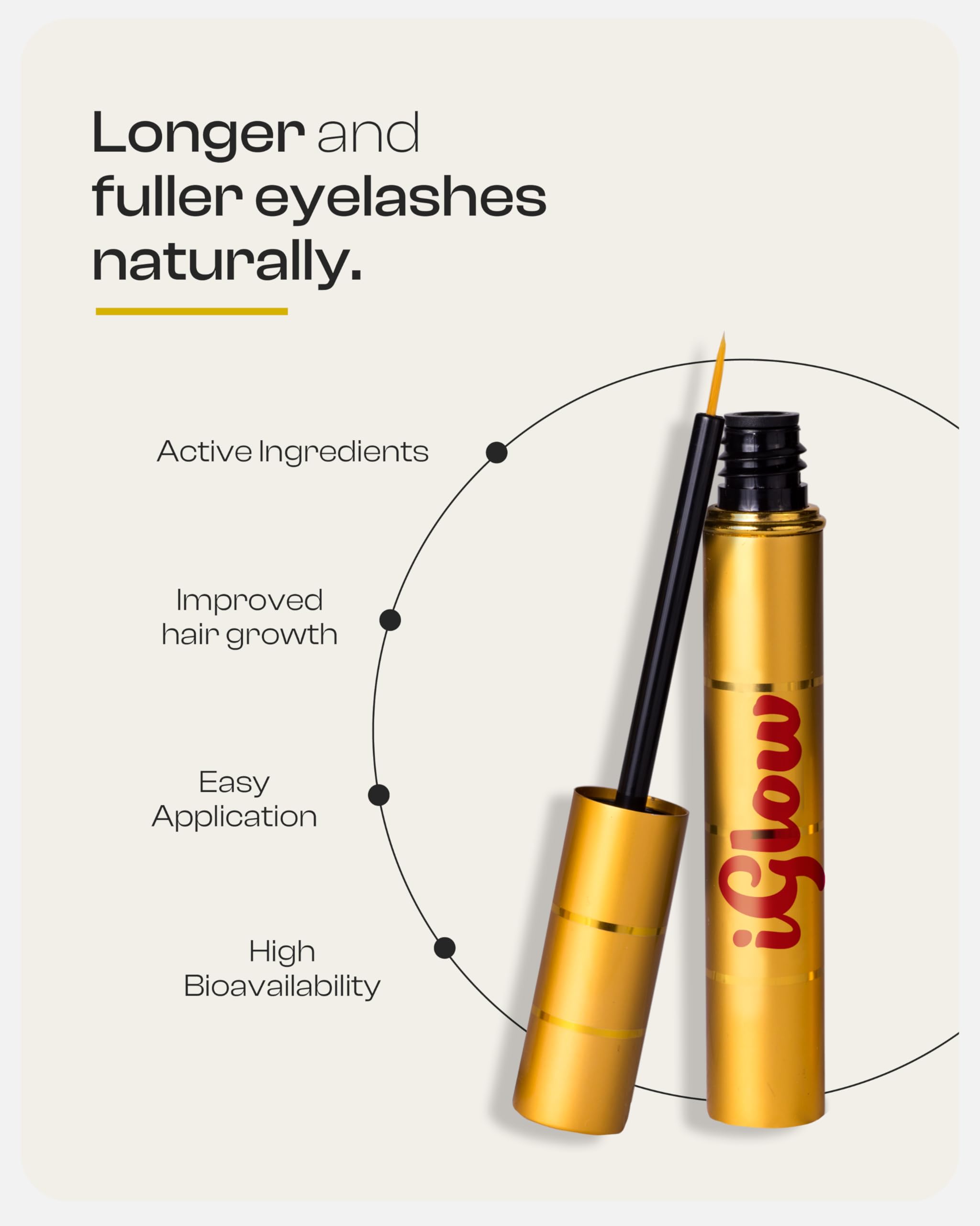 iGlow – Profesjonalne serum do rzęs zapewniające długie rzęsy w ciągu zaledwie 6-8 tygodni | Serum pielęgnacyjne Lash | Serum do wzrostu rzęs | Serum do wzrostu/wydłużania rzęs | Wyprodukowane w