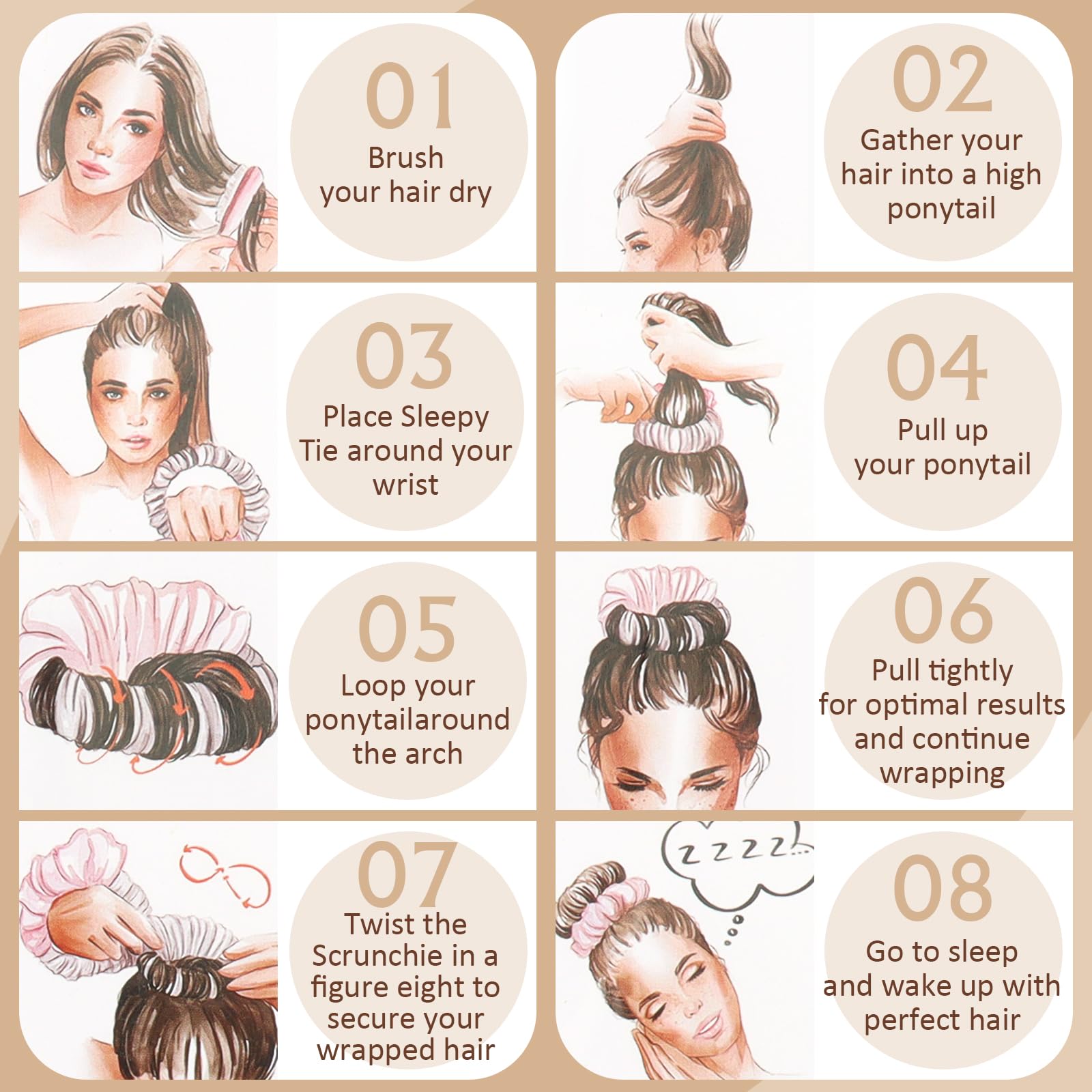 Headband-Style Heatless Curlers for Long Hair,No Heat Hair Curlers, Comfortable Sleep-In Scrunchie for Effortless Curls,Bun hairstyle - Image 4