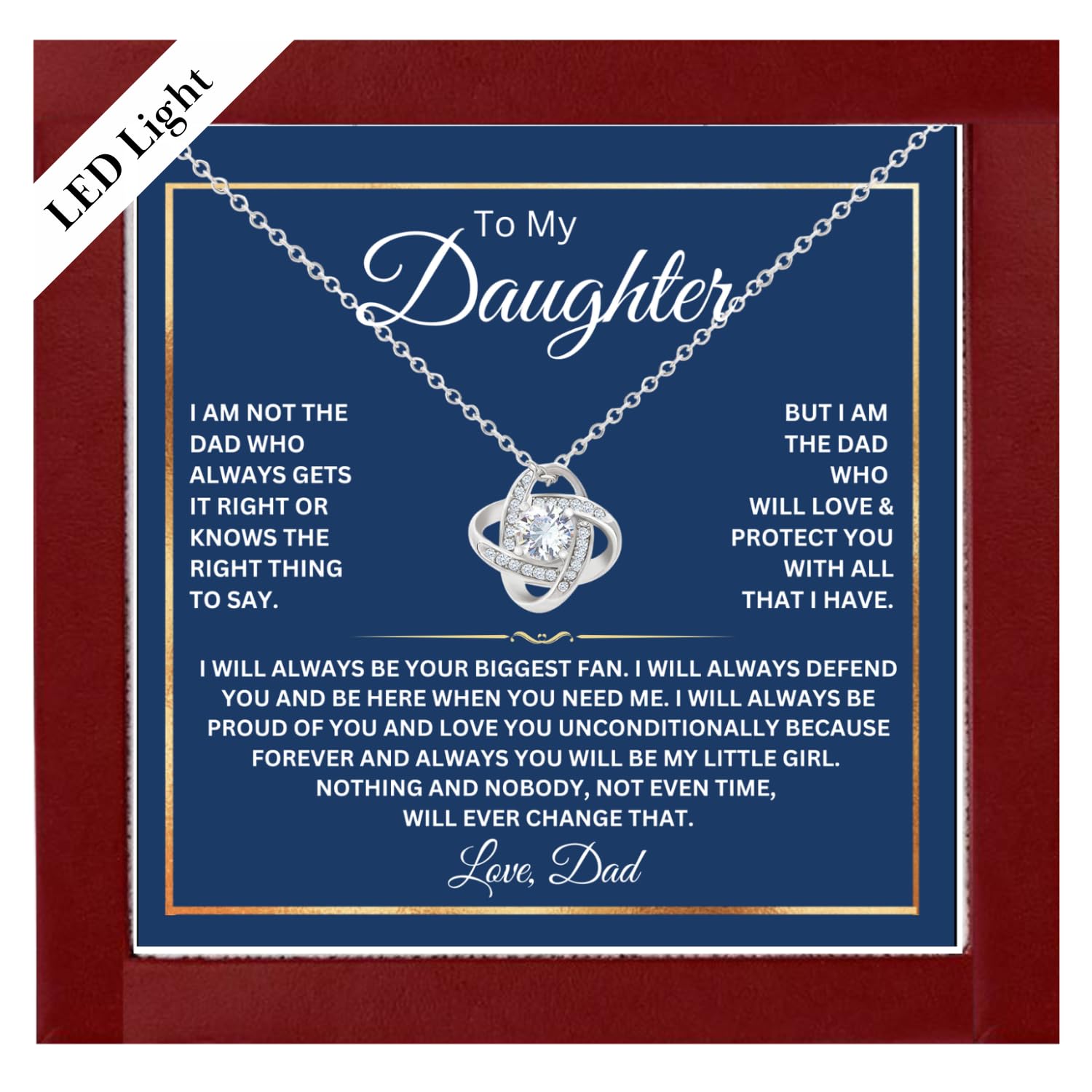 ROMESIA To My Daughter Necklace From Dad With Heartfelt Message, Daughter Birthday Present From Dad, Jewelry Gifts For Graduation for Her From Mom or