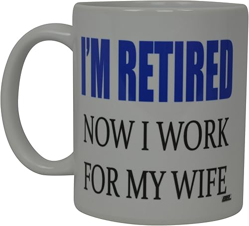 Rogue River Tactical Taza de café divertida con texto en inglés "Husband Retired Now I work For My Wife", gran idea de regalo para hombres o