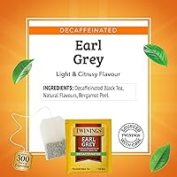 Vista 4 de Twinings Decaffeinated Earl Grey Black Tea Individually Wrapped Bags, 20 Count (Pack of 1), Flavoured with Citrus and Bergamot, Enjoy Hot or Iced