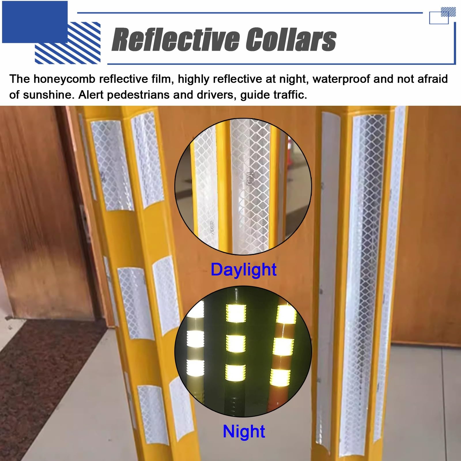 Juego de Postes delimitadores de estacionamiento y tráfico: Conos Reflectantes Desmontables para Control de multitudes, Ideales para hospitales, escuelas y Zonas residenciales. Barrera de se