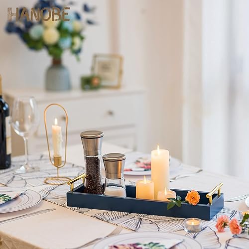 Vista 11 de Hanobe Bandeja rectangular larga y estrecha: bandejas decorativas rectangulares portavelas para decoración del hogar, bandeja blanca para centro