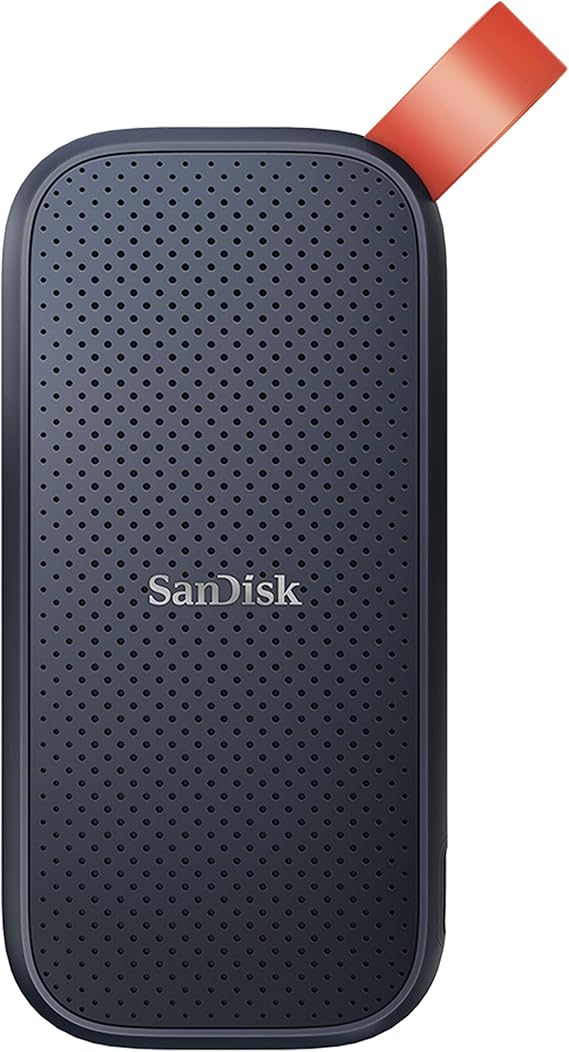 SanDisk Portable SSD 2 TB (external hard drive with SSD technology, 2.5 inch, 800 MB/s transfer rate, sturdy drive, sturdy fixing ring made of durable rubber) gray