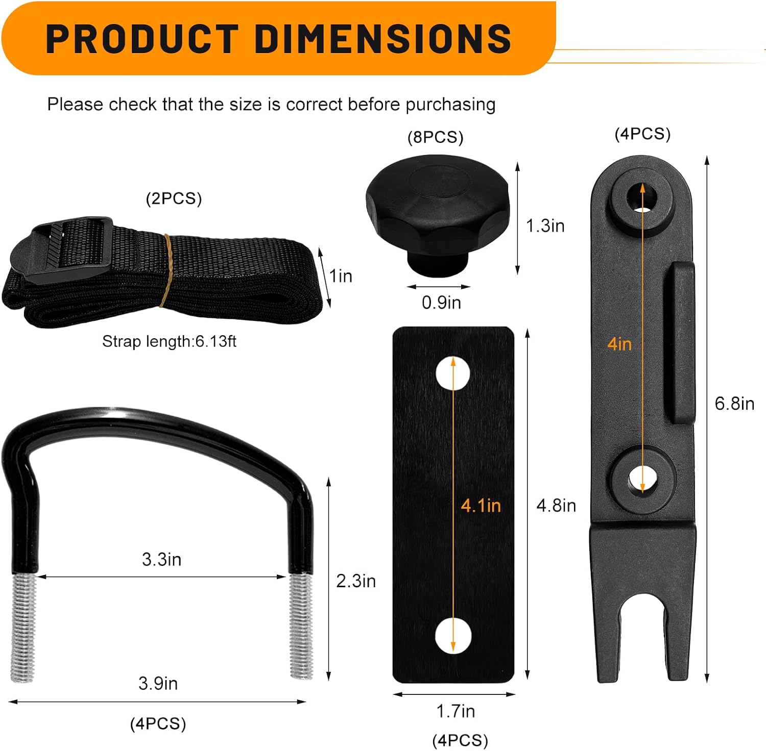 4 PCS Roof Box U-Bolt Clamps, 85mm Internal Width Rack Clamp Cargo Carrier Bracket with Lock Nuts, Universal Iron U Clip Mounting Bracket for Securing Roof Cargo Box