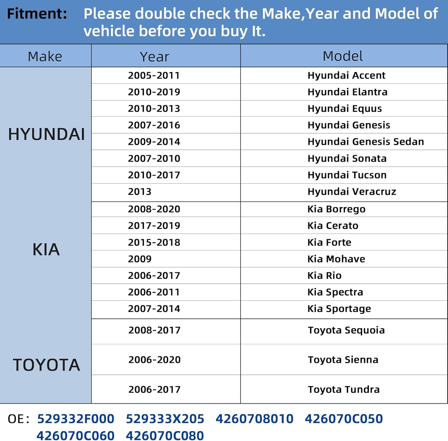 TPMS Sensor,315Mhz Tire Pressure Monitor Sensors Fit for Toyota Hyundai Kia,Replace OE# 52933-2F000 52933-3X205 42607-08010 42607-0C030 42607-0C070,4-Pack