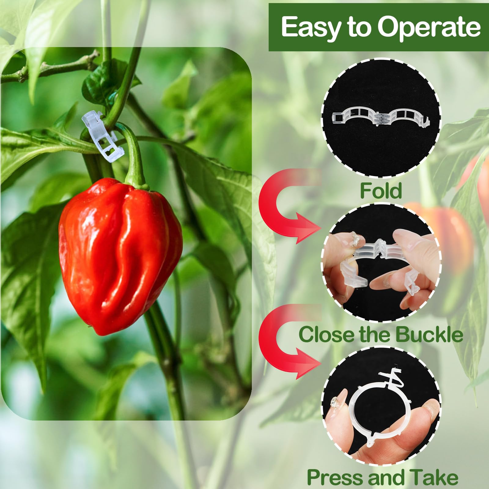 100 clip di supporto per piante, clip in plastica sicura per supporto vite uva, clip per pomodoro per graticcio per crescere in posizione verticale e più sana, clip da giardino per uso esterno interno