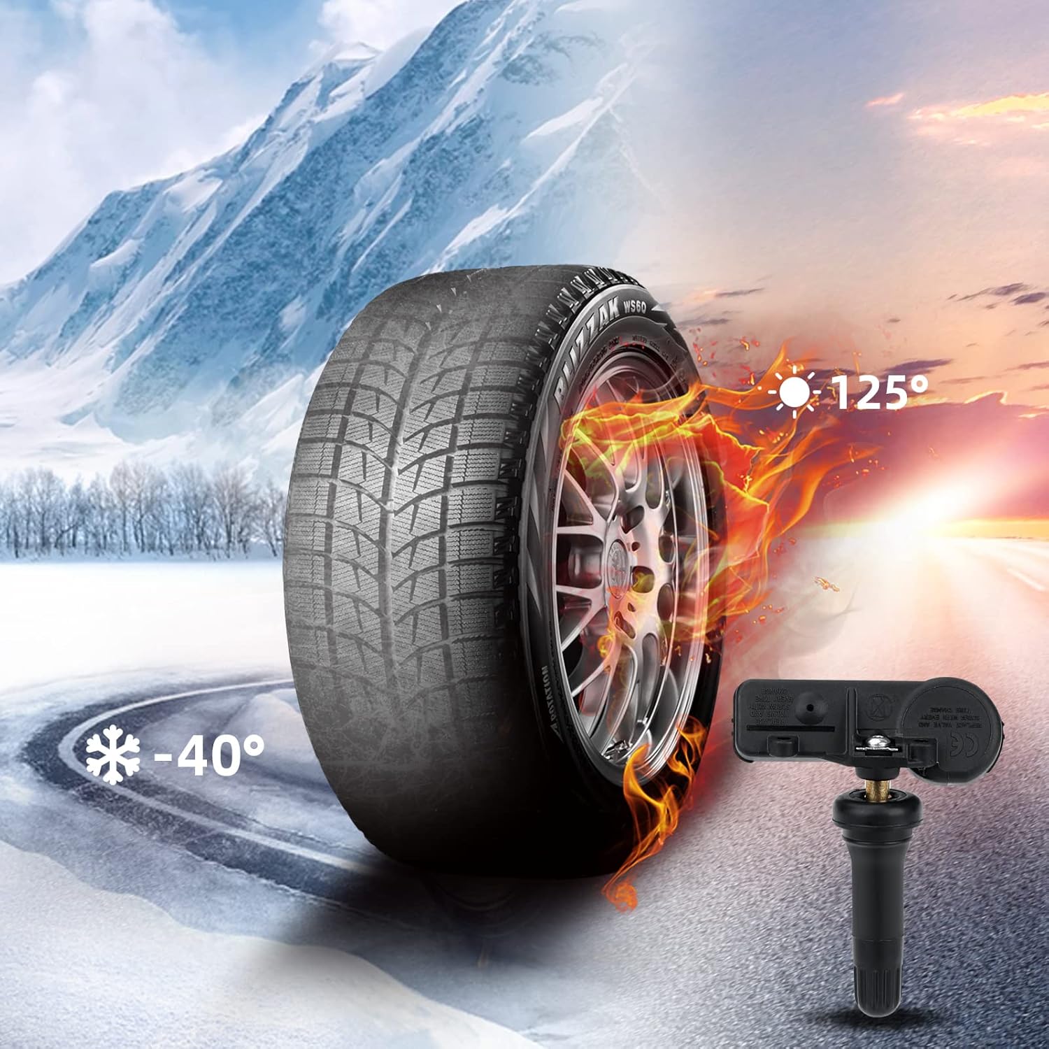 4 Pack Tire Pressure Sensor 68293199AB TPMS Sensor 433MHZ Tire Pressure Monitoring System Sensor Compatible with RAM 1500 2019-2020