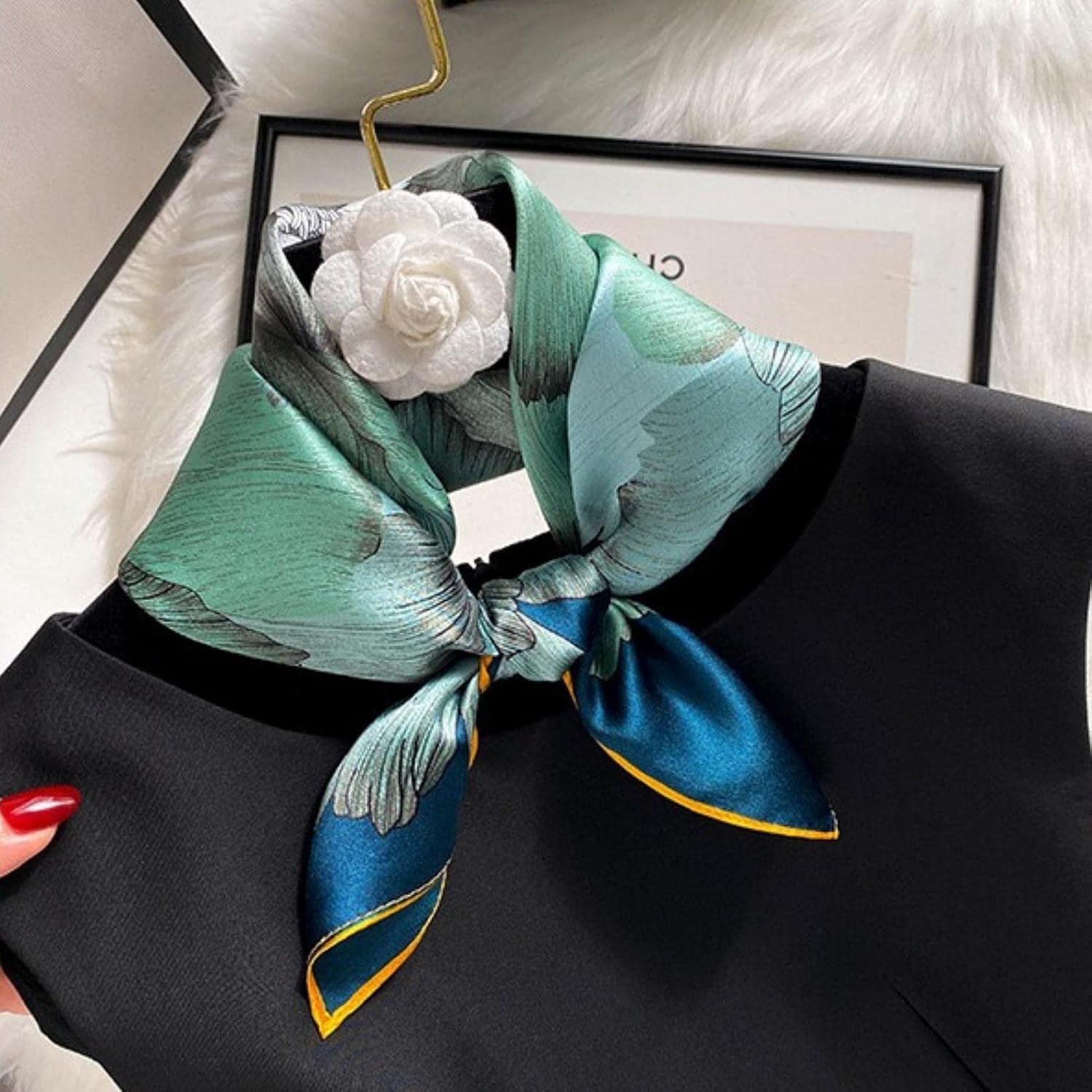 PoeticEHome 100% Mulberry Silk Neck Scarf 21"x21" Small Square Scarfs for Women Gift Packed - Image 4