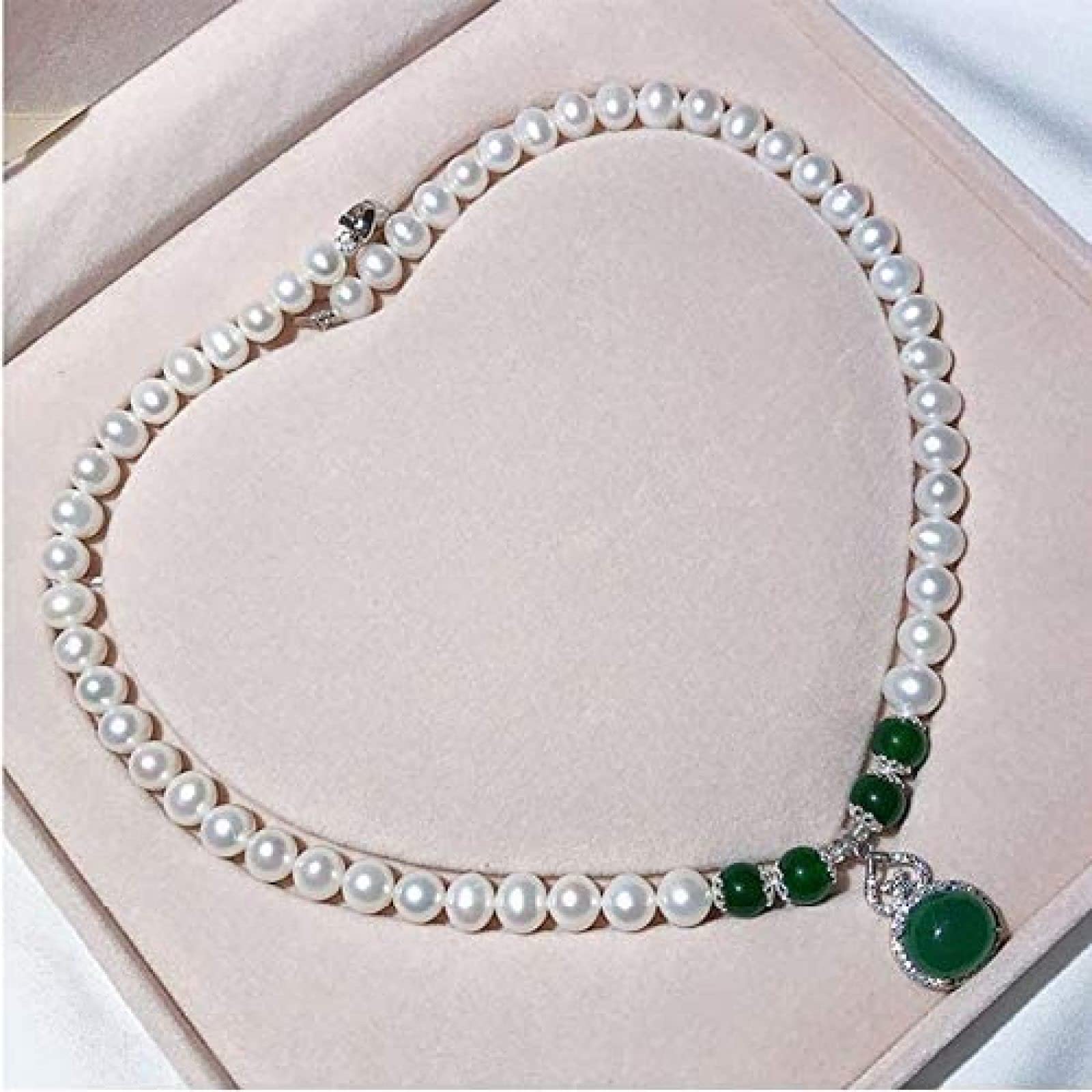 Weiße Süßwasser-Zuchtperlenkette, 8–9 mm Perlenkette, Armband, Ohrringe, Schmuckset, C, 48 cm
