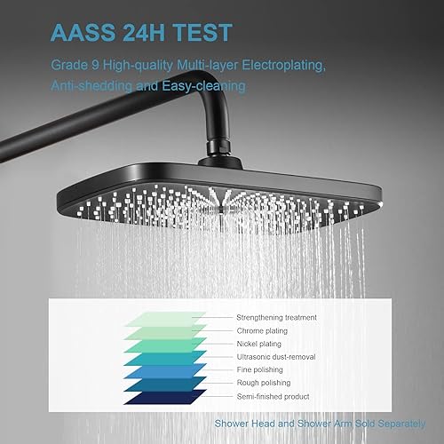 Miniatura 57 de OFFO Brazo de ducha con brida, 6 pulgadas de níquel cepillado para montaje en pared, ángulo de repuesto para cabezal de ducha fijo y cabezal