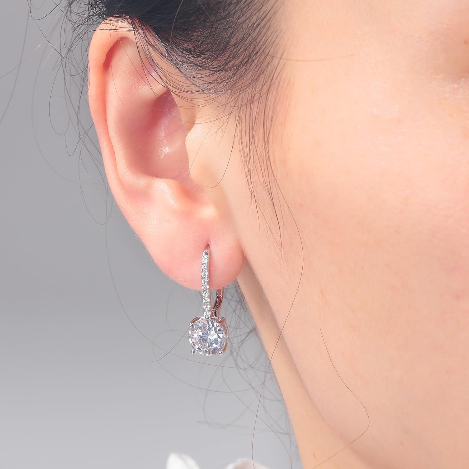 CiNily Round Cut Drop Dangle Earrings for Women Hypoallergenic, Multi-color Cubic Zirconia Earrings Diamond Dangle Earrings Jewelry Gifts for Mothers Day 14K White Gold, Yellow Gold, Rose Gold - Image 2