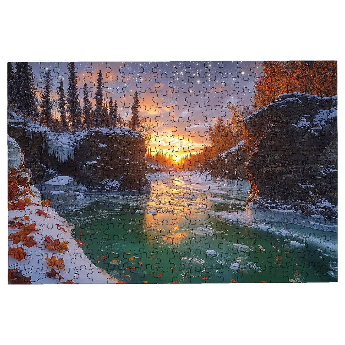 Puzzle 3000 sztuk zima puzzle natura puzzle 3000 dorosłych puzzle dla dorosłych z pudełkiem prezentowym, drewniane puzzle wyzwanie dla całej rodziny, oryginalne prezenty dla kobiet -2764