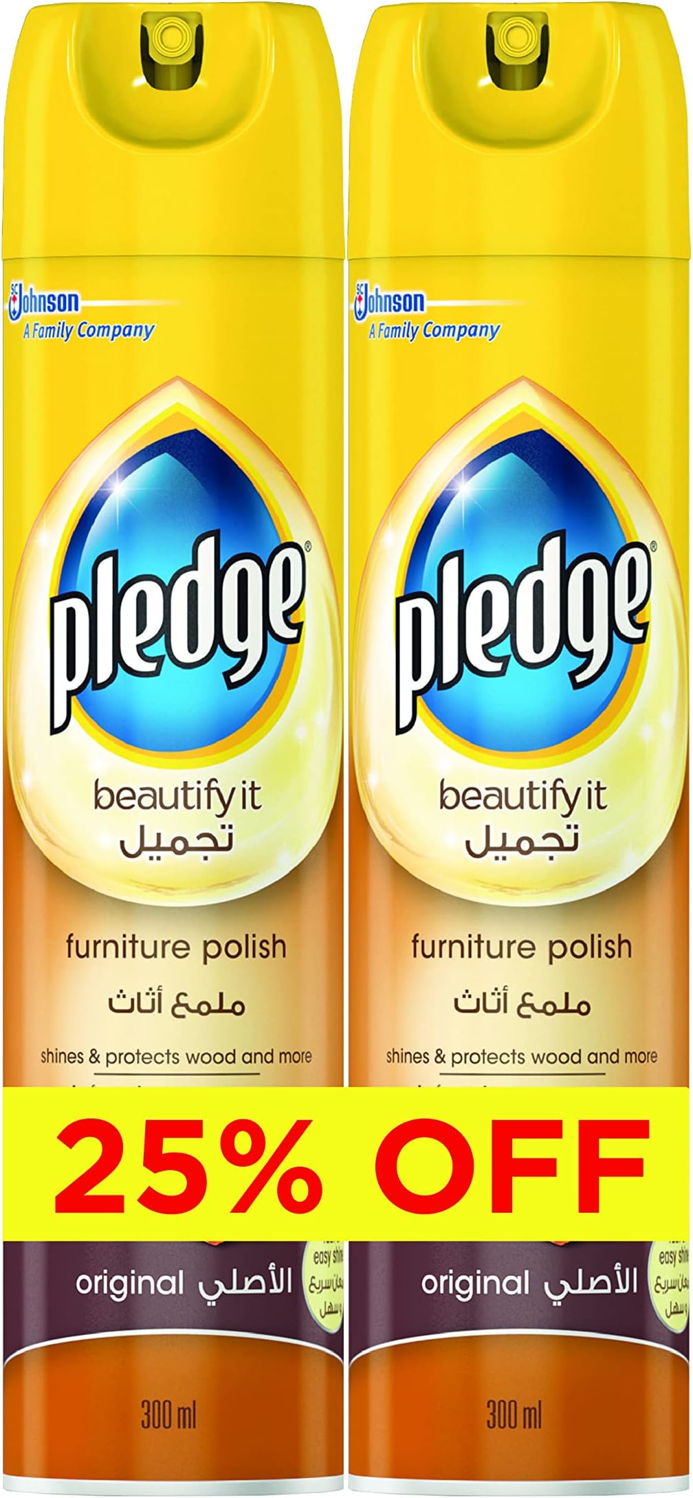 Beautify It Furniture Polish Spray, Original Scent, Gently Cleans, Protects & Shines Wood Surfaces, 300ml (Pack of 2)