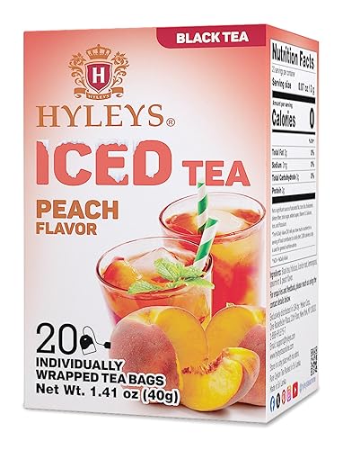 Hyleys Té negro helado sabor melocotón - 20 bolsas de té