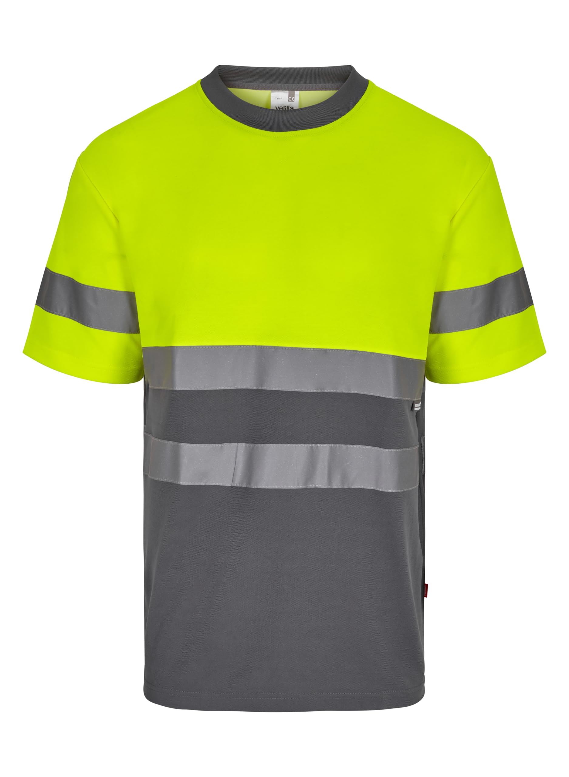 VELILLA Unisex Kurzen Ärmeln Zweifarbiges Baumwoll-T-Shirt mit hoher Sichtbarkeit