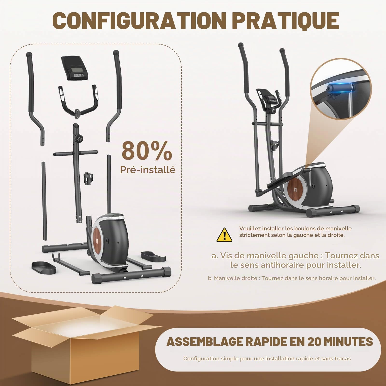 Vélo Elliptique, Machine Elliptiques Magnétique avec Application Bluetooth Smart, 16 Niveaux De Résistance, Écran LCD, Porte-gobelet, Appareil Elliptique d'exercice pour La Maison