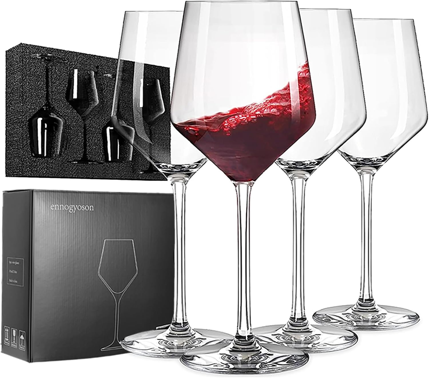 Red Wine Glasses Set of 4,Large Crystal White Wine Glass, Christmas Durable Modern Beautiful Stemmed Wine Glasses,Transparent Stylish Pretty Wine Glass