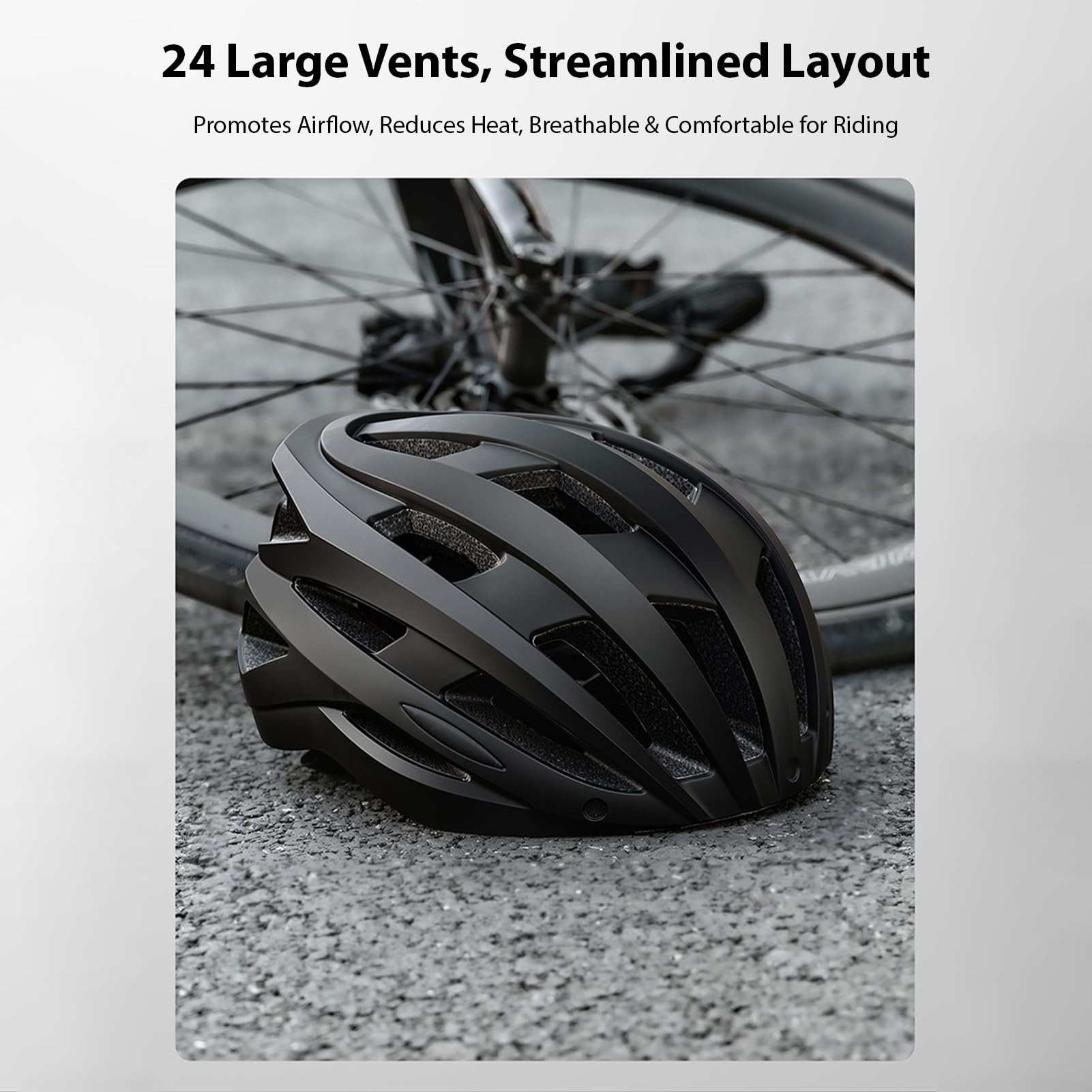 POENVFPO Casco da Bici con Occhiali Magnetizzati, 24 Fori di Ventilazione e Casco da Equitazione Regolabile Adatto per Uomo Donna (62-65 cm)
