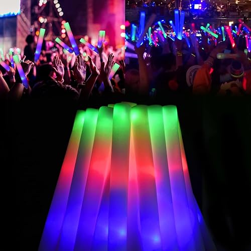 LifBetter Varitas brillantes a granel 20 barras de espuma LED que brillan con tres modos de luz intermitente para fiesta para fiestas ravios