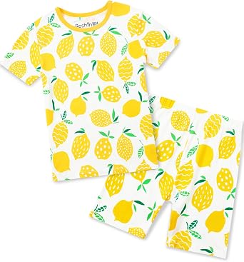babee Reshinee Bamboo Viscose Toddler Unicorn Mermaid Girls Kids Pajamas Short Sleeve Summer Cool Snug fit Pjs, 2pcs