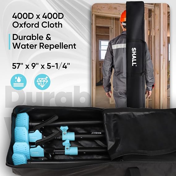 SHALL 4 Pcs Adjustable 137-290cm Plasterboard Support Props, Third Hand Tool Support System,70kg Capacity per Prop for Wall/Ceiling/Cabinet Installation, Anti-Slip Rotating Pad