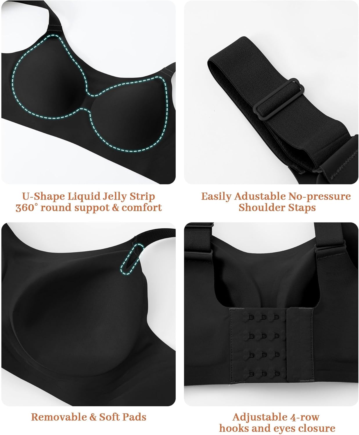 Bras for Women No Underwire Seamless Adjustable Full Coverage Smooth Bralette Wireless Comfort Everyday Bra - Image 5
