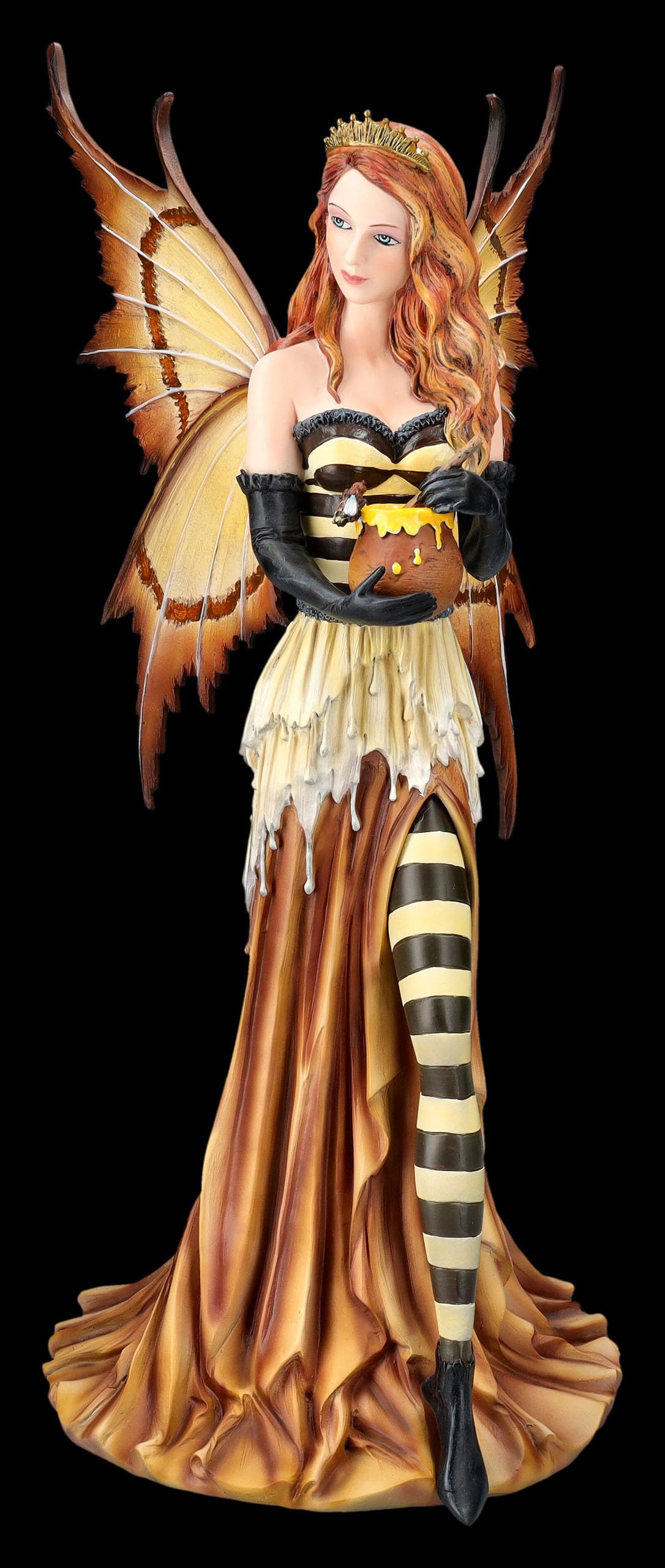 Figuren Shop GmbH Elfenfigur mit Honig – Honey, die Elfe des Honigs – handbemalte Fantasy-Deko (45,5 cm) – Tales of Aurelion Collection – Geschenkidee für Elfen- & Naturfreunde