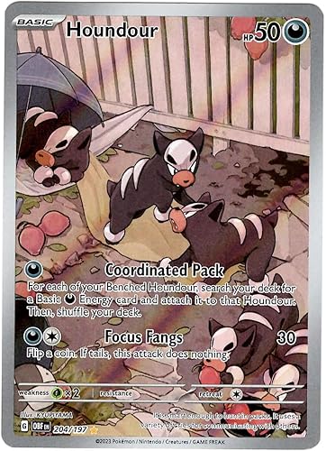 Pokemon - Houndour 204197 - Llamas de obsidiana - Ilustración Rara - Holo Foil Full Art