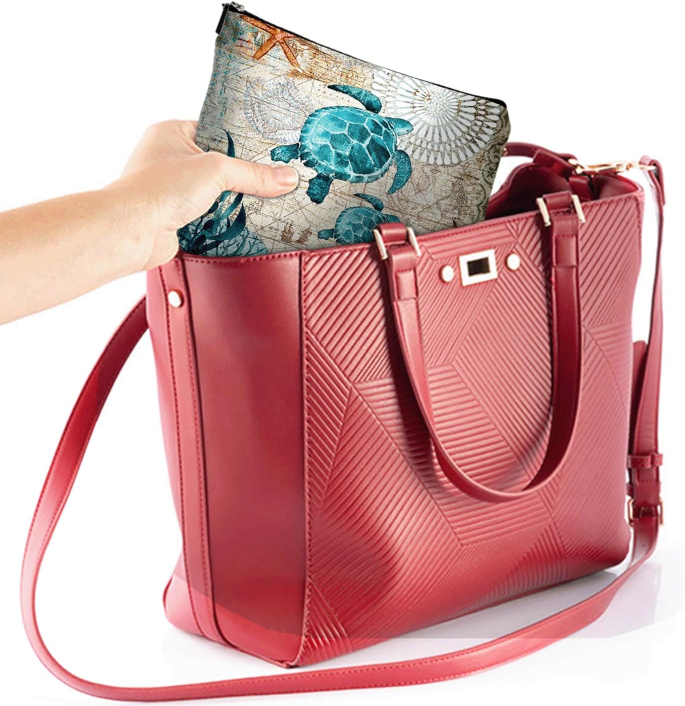 Sea Ocean Turtle Makeup Bag Travel Portable Cosmetic Pouch Waterproof Toiletry Organizer Storage Bag Zipper Pouch For Women Girls - Image 6