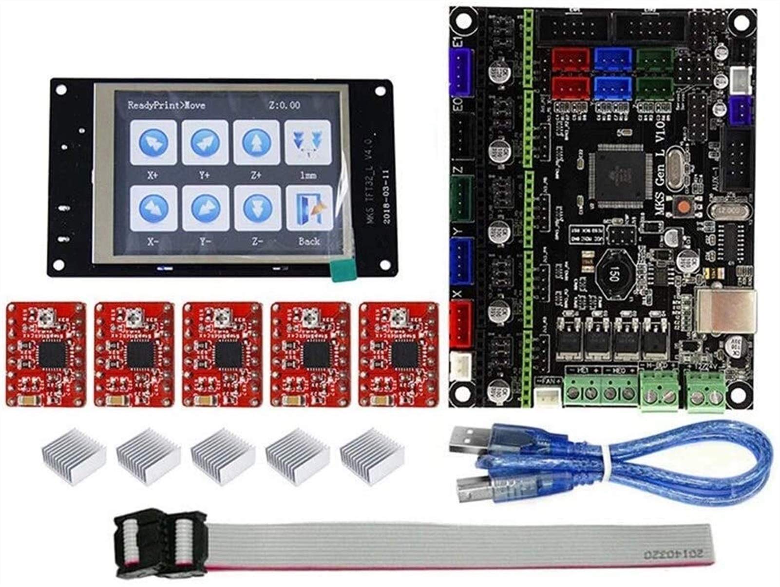 Części drukarki Akcesoria komputerowe, zestaw płyty kontrolera drukarki 3D TFT32 kolorowy ekran dotykowy LCD + płyta główna L z 5 szt. Czerwona płyta sterownicza A4988