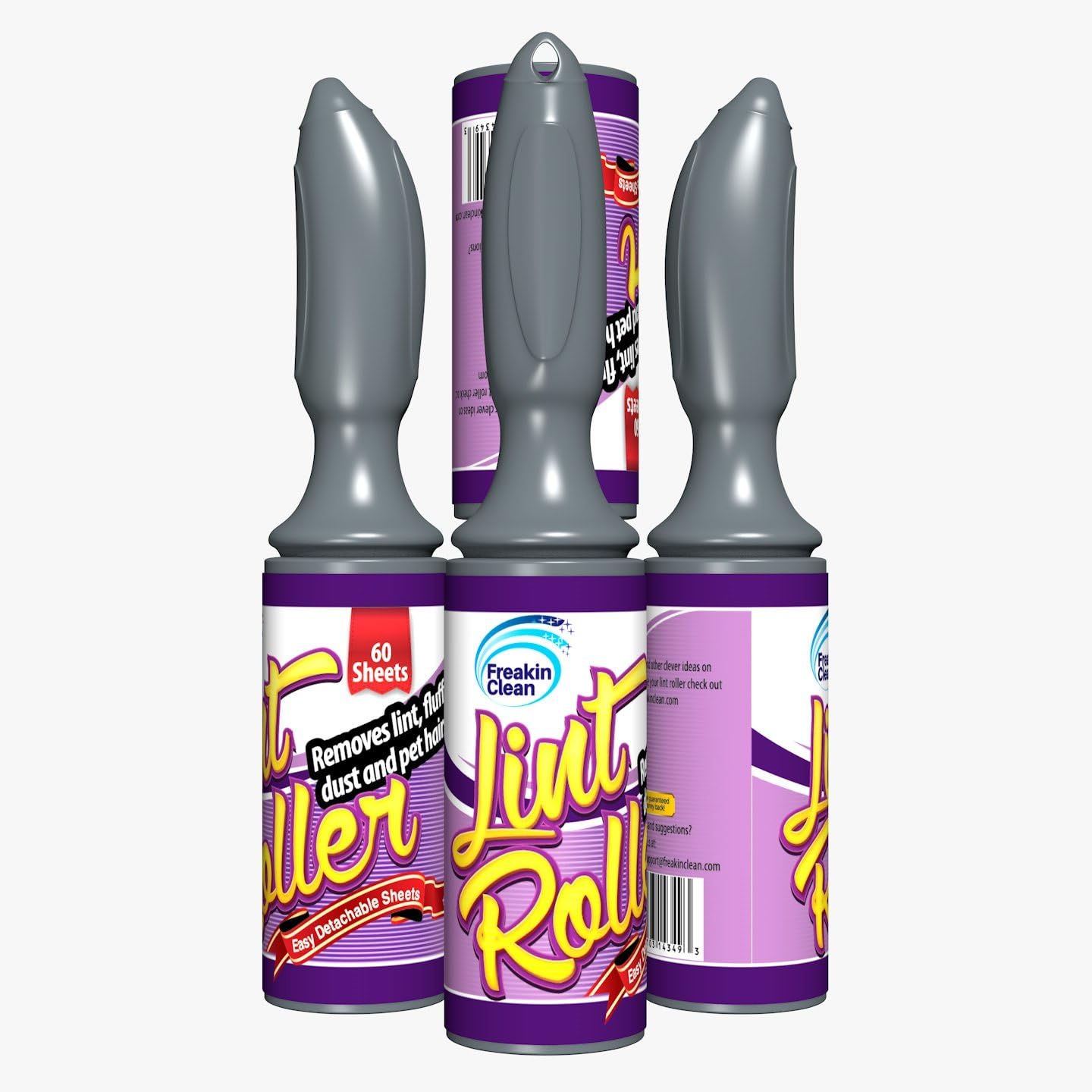 Freakin Clean Lint Roller Pack of 5 - Best Lint Remover to Use in Your House for Picking up Cat and Dog Hairs. Perfect on Fabrics, Furnitures and Many More!Free Bonus Ebook