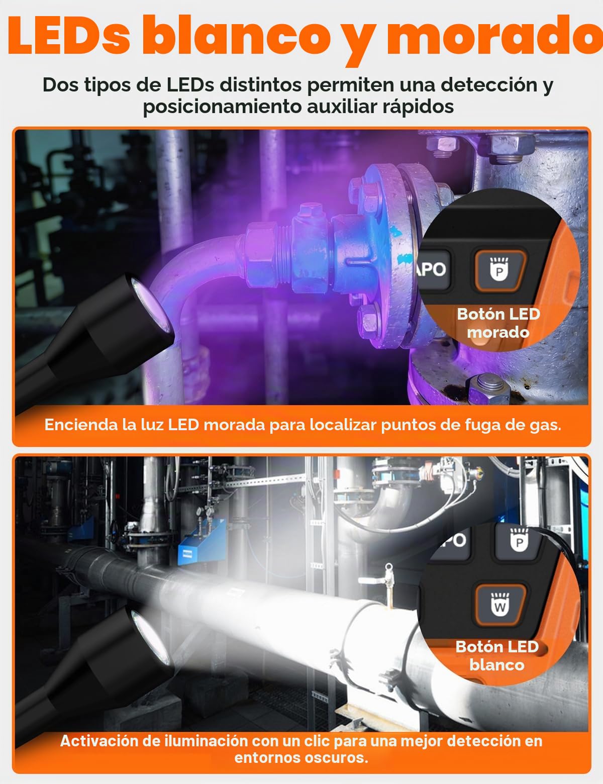HLD01 Detector de HVAC Refrigerado – Comprobador de Gas Halógeno y Aire Acondicionado, USB-C y Autocalibración – Ideal en Coche, Cámara Frigorífica y Climatización Central